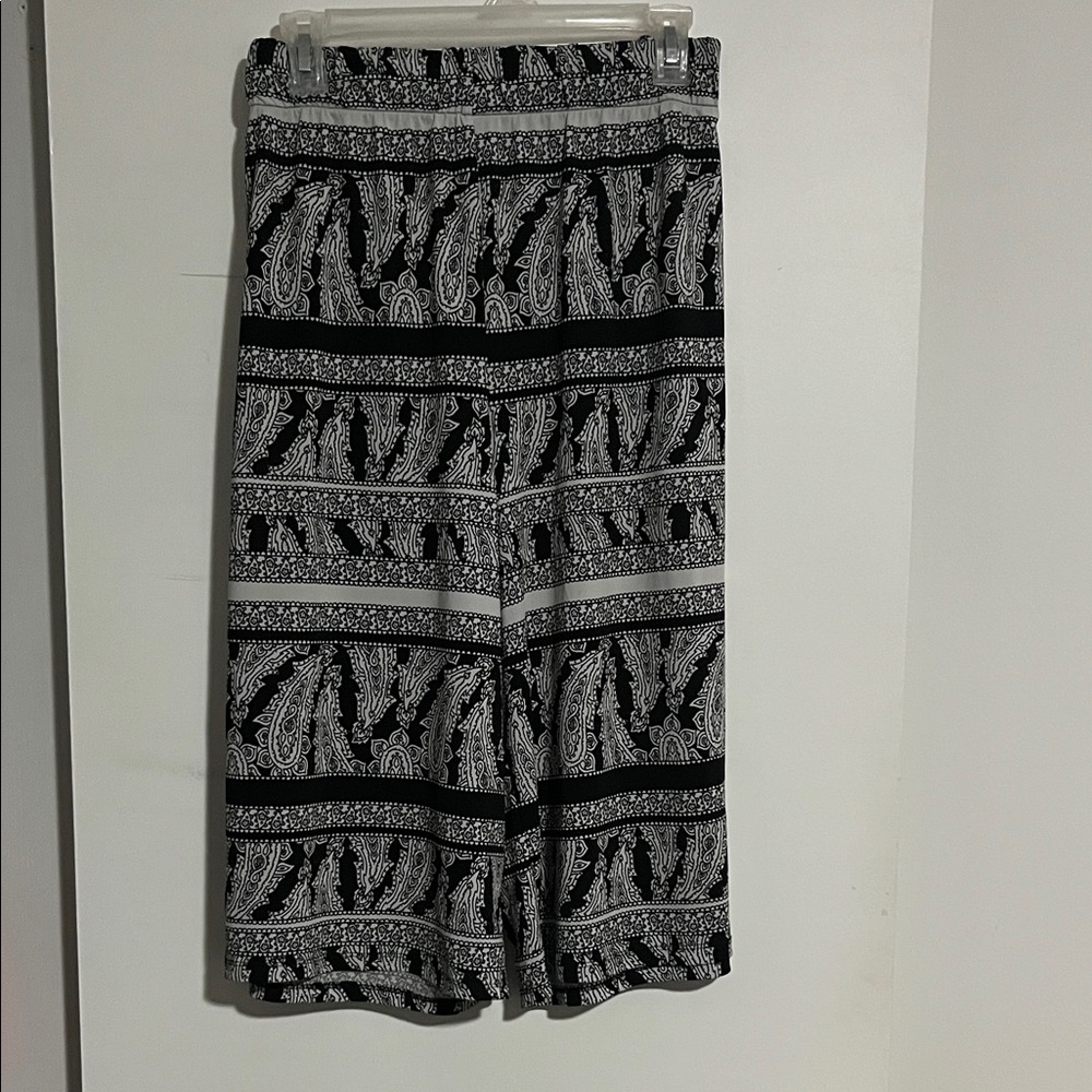Black and White Paisley Wide Leg Pants